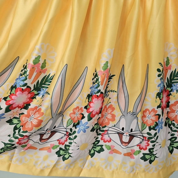 Looney Tunes x Unique Vintage Bugs Bunny Gathered A-Line Mini Skirt Yellow 5X/26 - Picture 4 of 9
